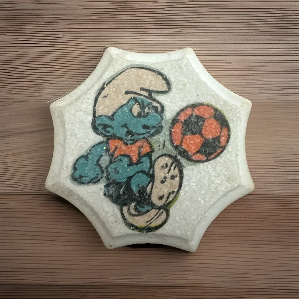 Lot Of Four Ceramic Decoupage sparkly vintage‎ Smurf wall hangings